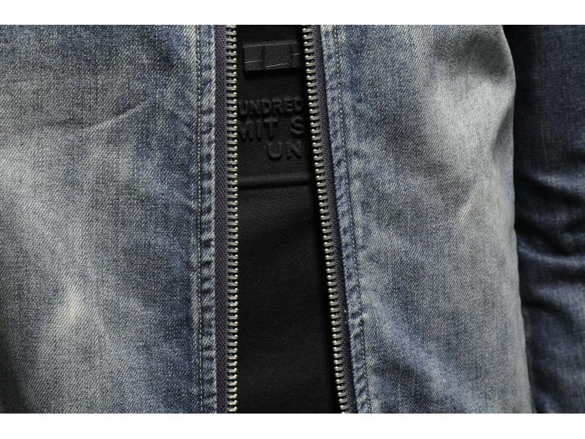 Men's Trendy Retro Stand-up Collar Denim Jacket - Spring & Autumn European Motorcycle Style