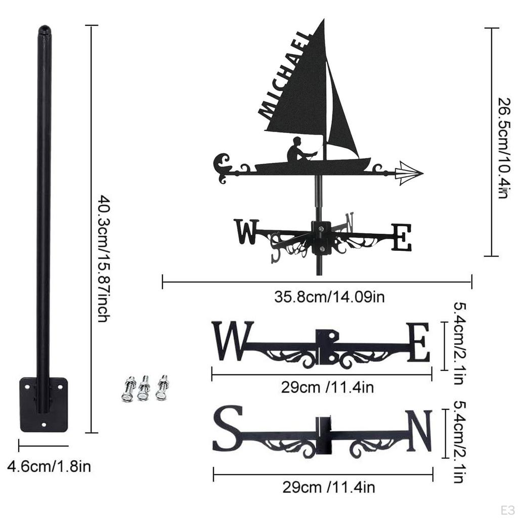 Vane Decoration Easy Installation Iron Elegant Wind Weathercock for Outside Farm Yard Garden