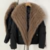 New natural fox fur collar large lapel fur jacket women's winter white duck down jacket Parker fur