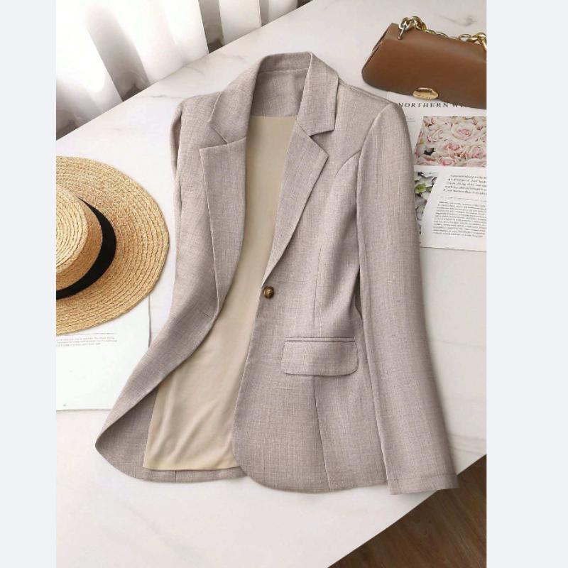 Blazer Feminino de Primavera com Manga Longa - Jaqueta Elegante e Slim para o Escritório