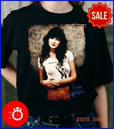 Kate Bush podpis Černé bavlněné Unisex tričko Jedna velikost Dárek Pro fanouška HRN158