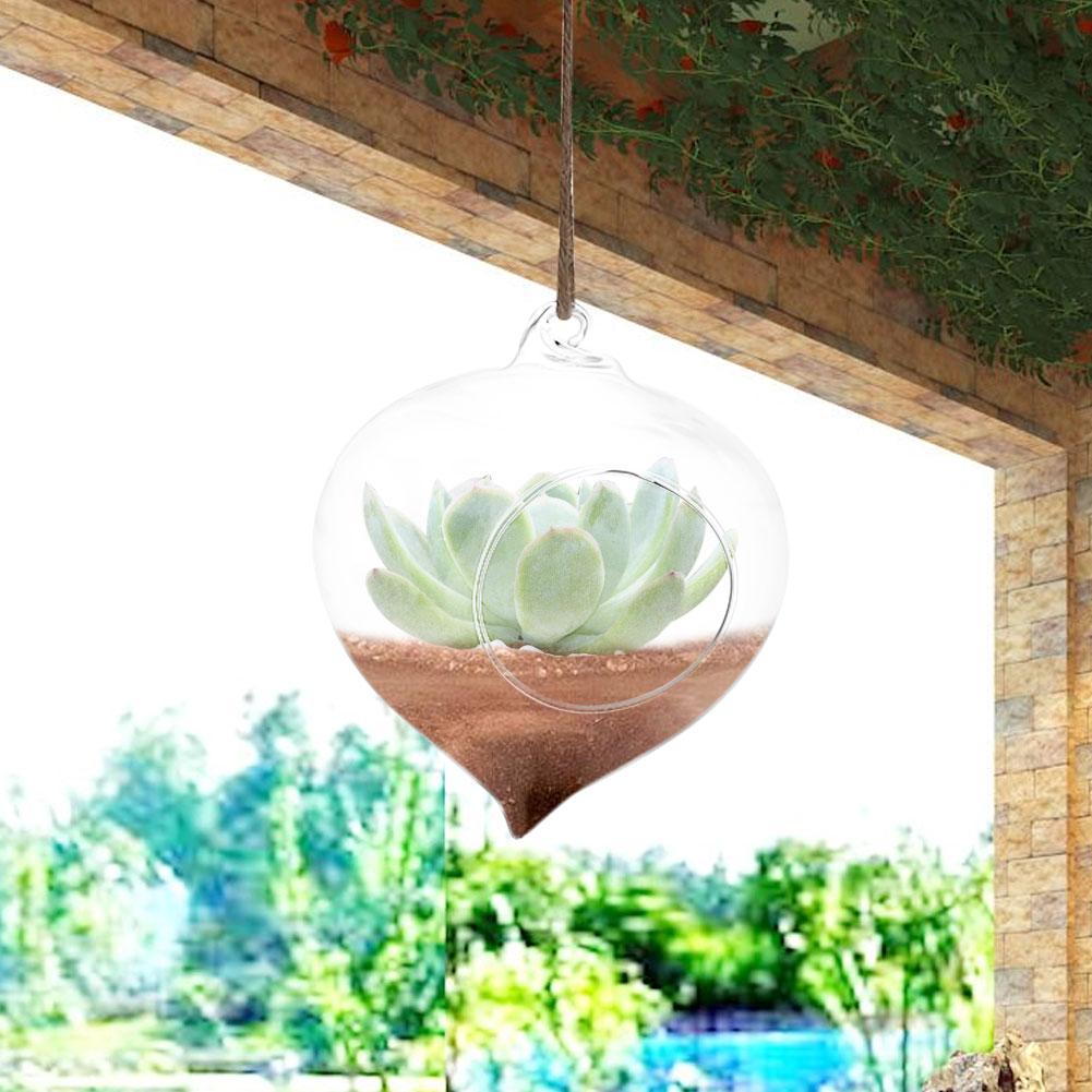 Flowerpot Succulent Plant Container Hanging Glass Vase Home Garden Decor