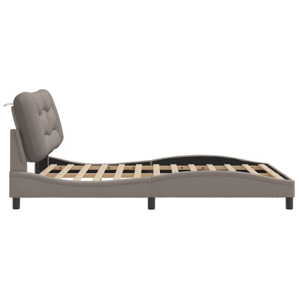 Bed Frame with LED Lights without Mattress  Hvar  Taupe 120x200 cm Fabric
