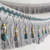 12meters Braided Beads Hanging Ball Tassel Fringe Trimming Applique Fabric Trimming Ribbon Band Curtain Table Wedding Decorated
