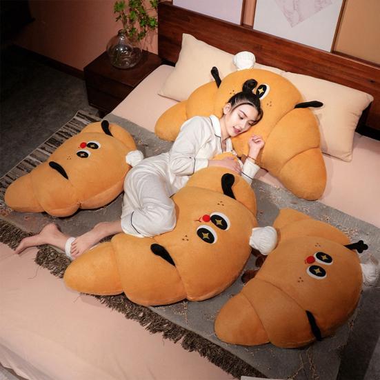 Yousheng Croissant Shaped Stuffed Pillow Cute Plush Croissant Pillow with Legs Back Cushion Lumbar Support Pillow for Sofa Bed Couch