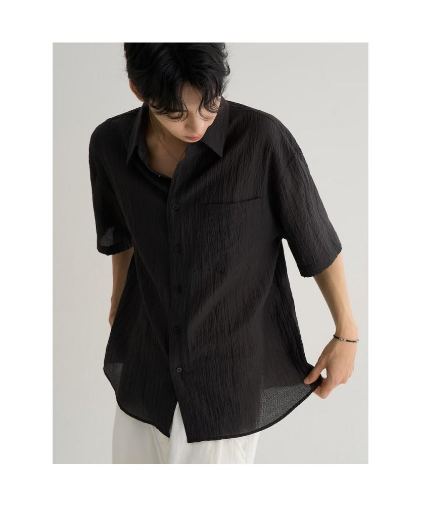 8SECONDS Midi Textured Short Sleeve Shirt Ash