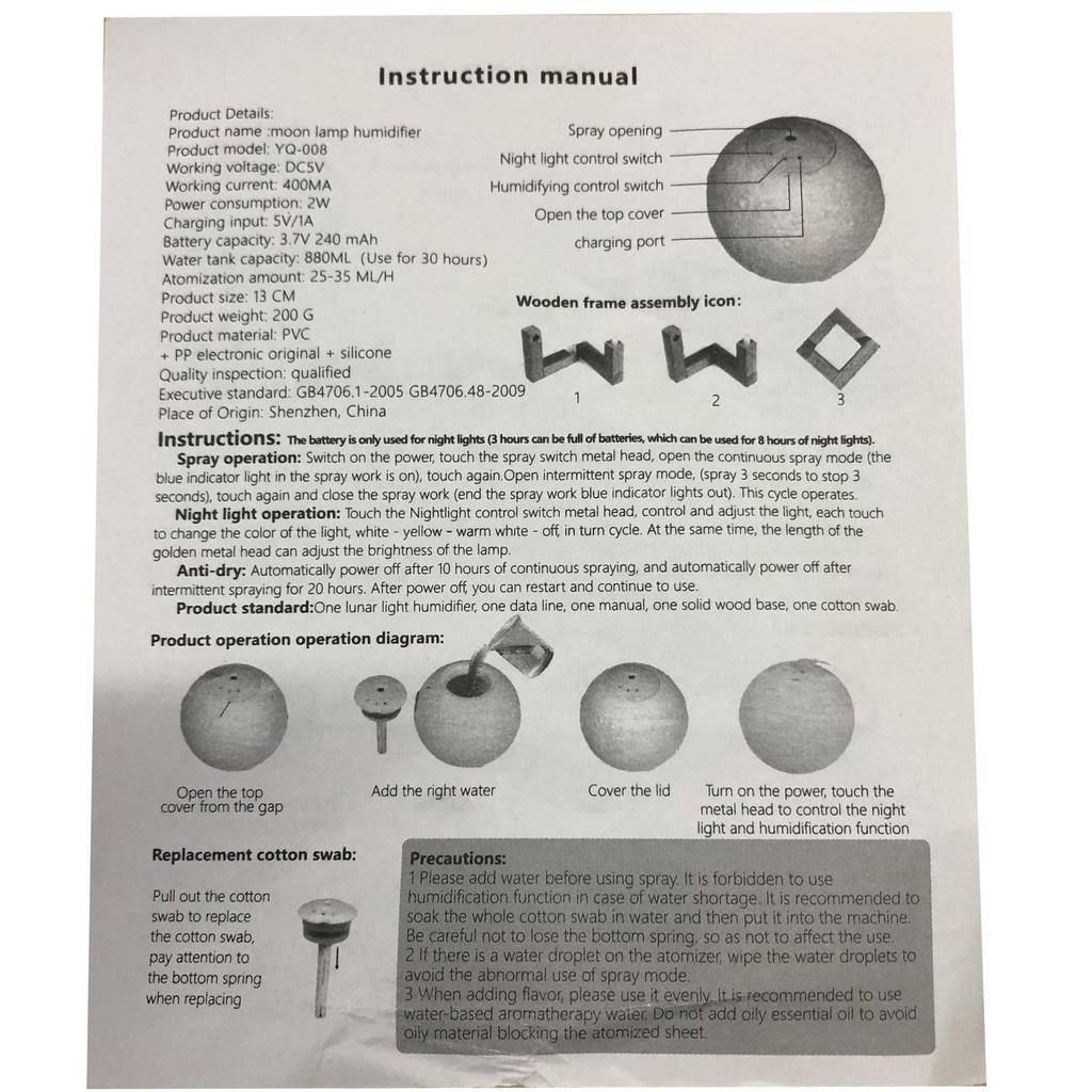 880ml Moon Luftfukter Eterisk Olje Diffuser Luftrenser Ultrasonic Mist Luftfukter For Hjem og Kontor