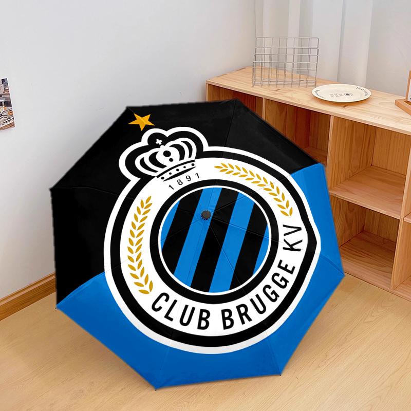 1 PC Automatic Folding Umbrella - Club Brugge K.V Pattern, Portable & Foldable Design with 8 Ribs, Christmas Birthday Gifts