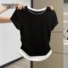 Damen Farbblock Slim Fit Kurzarm T-Shirt