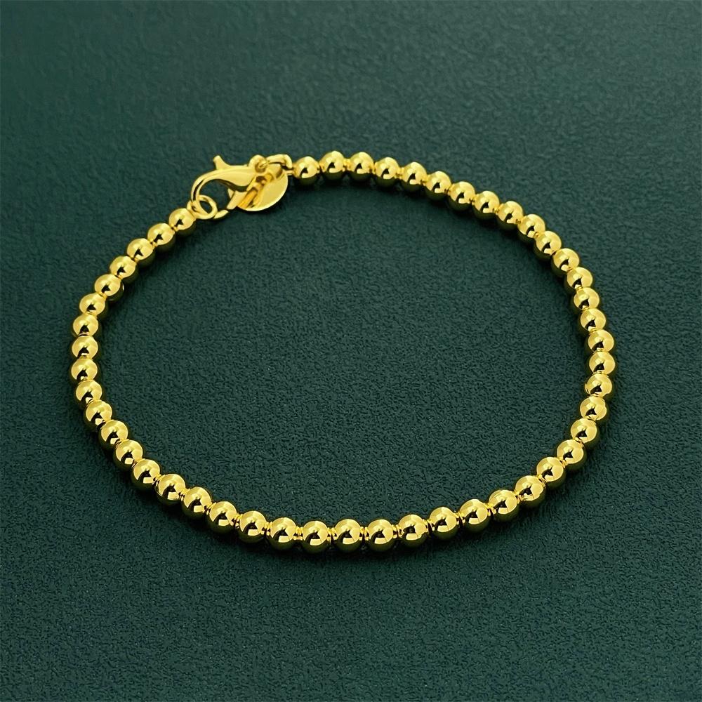 Modisches einfaches 925er Sterlingsilber vergoldetes 18 Karat Gold Armband Ferrero Perlen Büroklammer Armband für Damen Herren