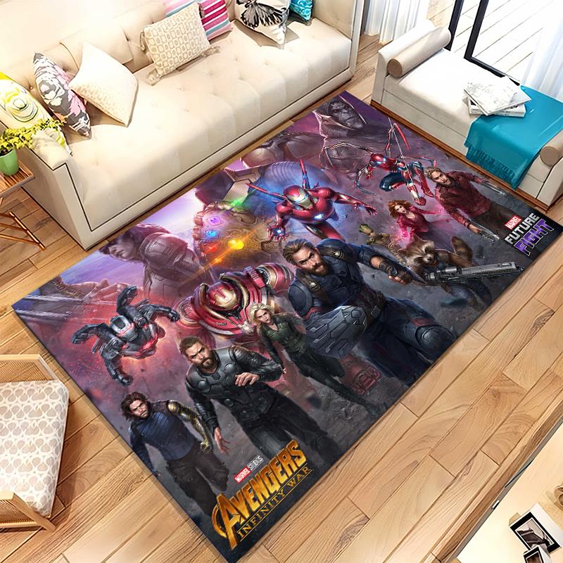 Marvel Avengers Spider Man Cartone Animato Tappeto Area Antiscivolo per Soggiorno Tappeto Morbido per Camera da Letto Stanza dei Giochi dei Bambini Divano, Zerbino Decorazione per la Casa