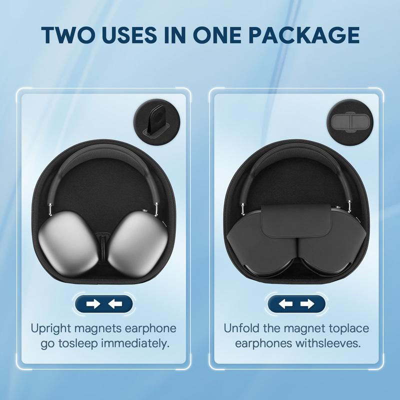 מארז חכם לאוזניות AirPods Max - תומך במצב שינה, מארז סיליקון קל משקל ונייד, תיק אחסון עמיד בפני זעזועים לנסיעות