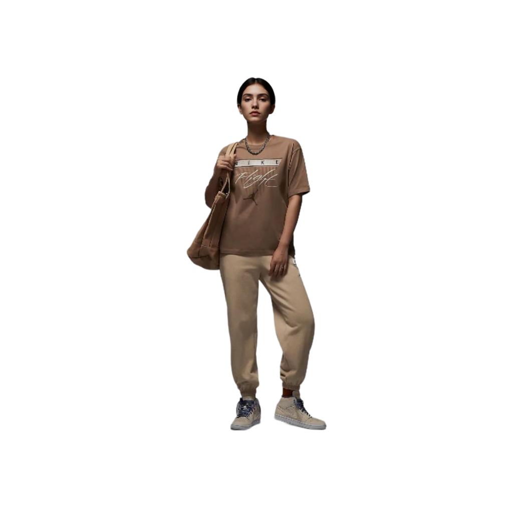 Jordan Flight Heritage Casual Printed Loose Short Sleeve T-Shirt Women T-Shirts Dark-Brown FQ3241-223
