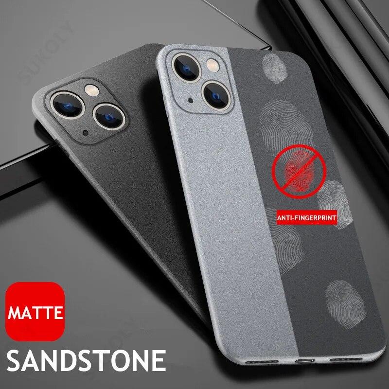 Ultratenký pískovcový matný zadní měkký kryt z TPU pro iPhone 15 Plus 14 11 12 13 Pro Max SE 2020 8 XR XS Max Plus pouzdro na telefon