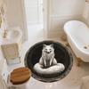 Black and White Fox,Round Area Rug,Carpet Rug for Living Room Bedroom Sofa Playroom Decor,Non-slip Floor Mat