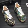 Mode Luxus Strass Sneaker Herren Plateau Freizeitschuhe Runde Zehenpartie Schnürschuhe Wanderschuhe Herren Einfarbig Kristall Designer Sneaker