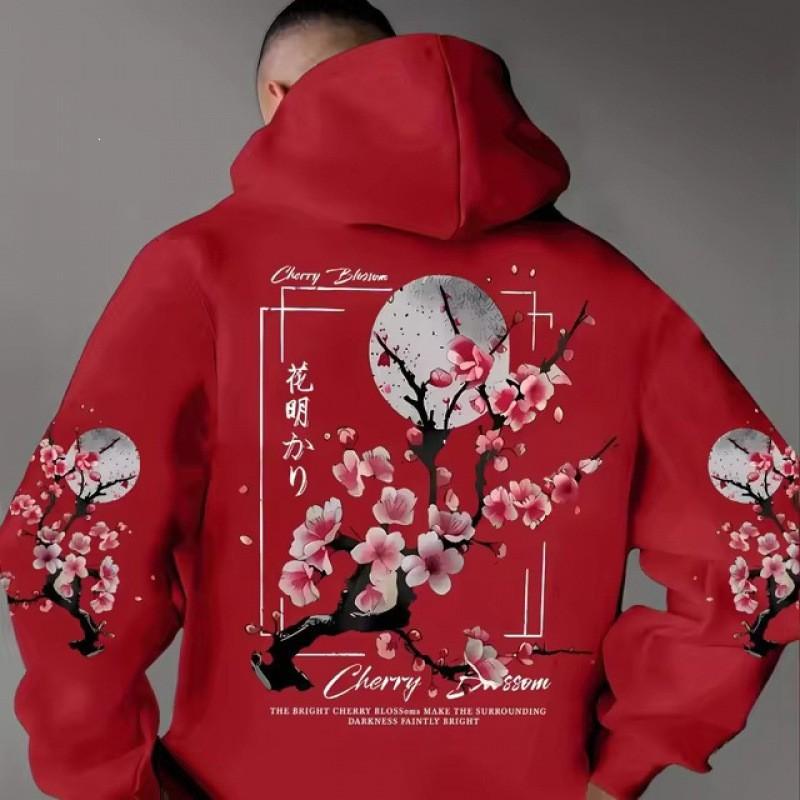 Unisex Hooded Sweatshirt With Vintage Print Loose Fit Long Sleeve Pullover Winter Casual Wear