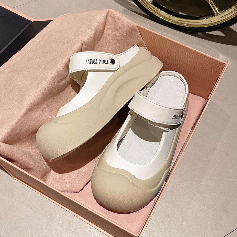 Cute Versatile Internet Celebrities Heightened Platform Bag Head Sandals Women's 2025 New Summer Wear Super Hot White Half Drag