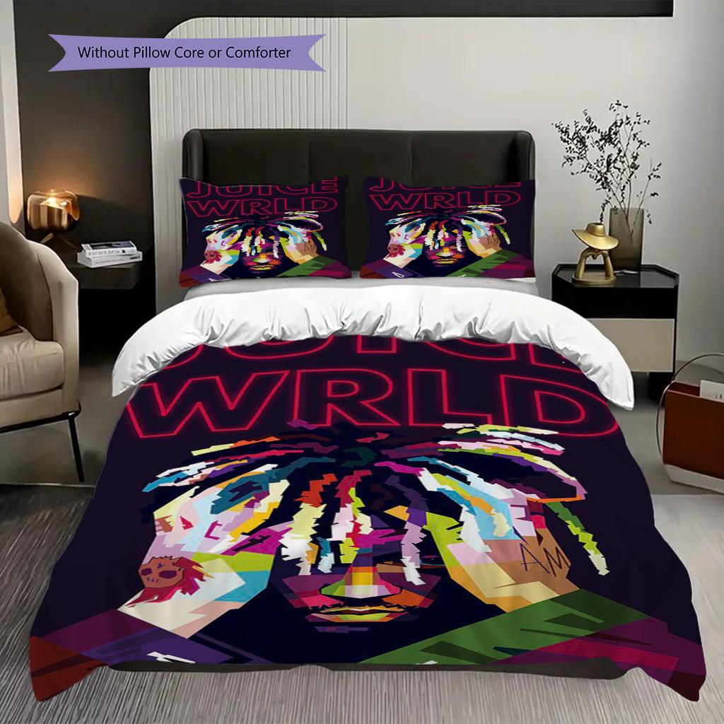 Juice Wrld Legacy Lives Bedding (1 * Duvet Cover + 2 * Pillowcase, Without Core) 2D Flat Soft and Comfortable Duvet Cover and Pillowcase