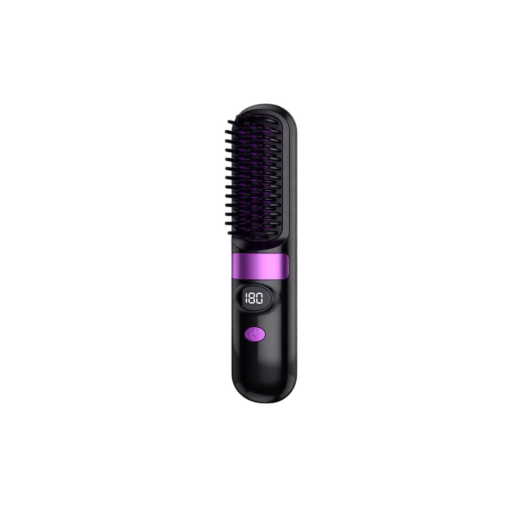 Cordless Hair Straightening Brush - USB Rechargeable Straightener and Comb