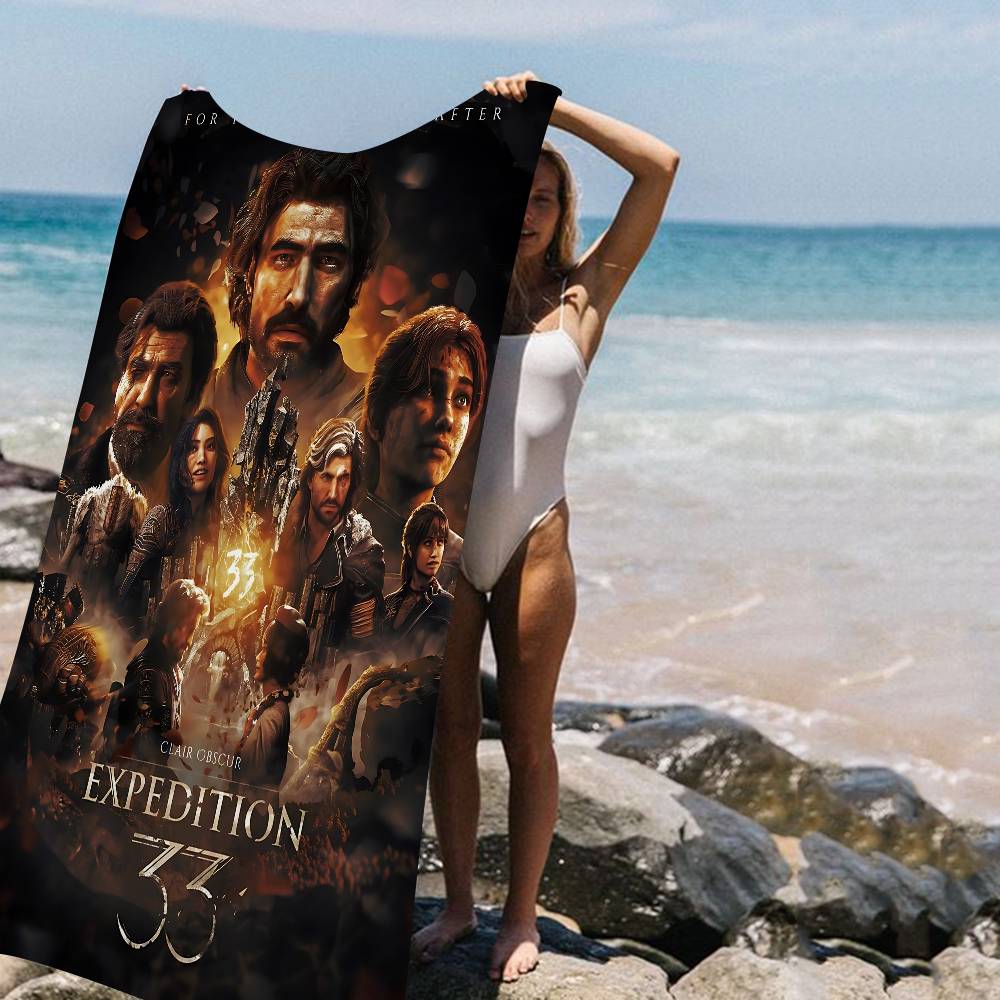 Game Clair O-Obscur E-Expedition 33 Beach Towel Colorful Bath Towels For Girl Microfiber Dry Custom Sand Beach Yoga Spa Gym Pool