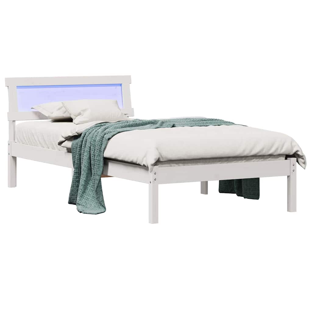 White Bed Frame with Headboard 80 x 200 cm Solid Pine Wood