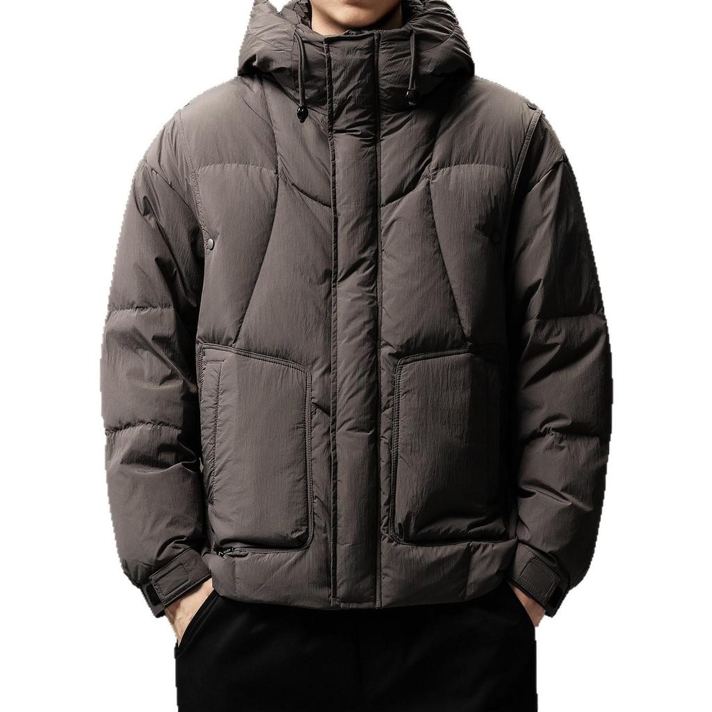 Men's High-End Lightweight 90% White Duck Down Puffer Jacket with Hood - Winter Warmth and Cold Protection