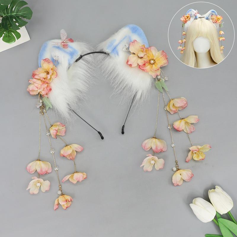 

Китайский нян бахромчатый ободок с кошачьими ушками олита ханфу ушки животного кос аксессуары античные кошачьи ушки набор кошачий хвост