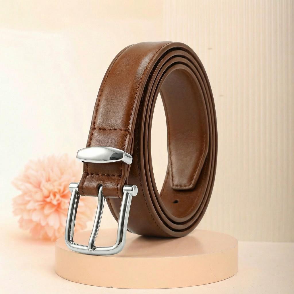 Women s Elegant Double-Sided Genuine Leather Belt with Alloy Pin Buckle 105 cm