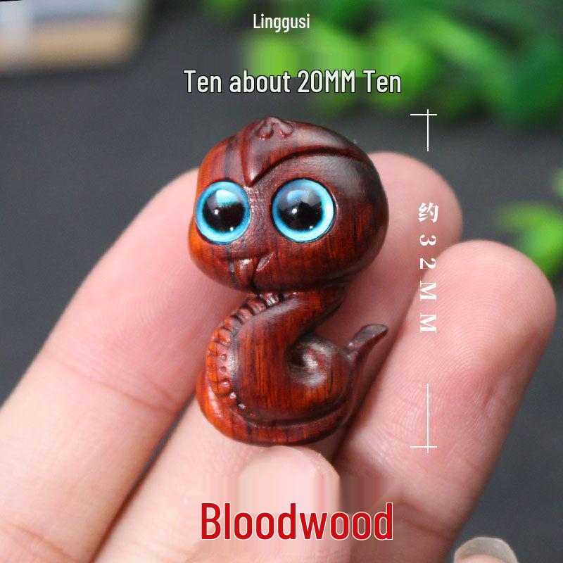 Creative Zodiac Snake Sandalwood Pendant Charm - Hand-Carved DIY Phone Bag Keychain