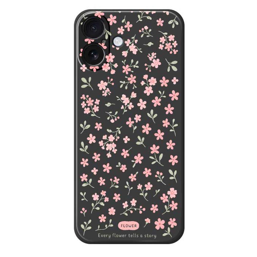 For iPhone 17 Case Pink Small Flowers Pattern Printing Straight Edge TPU Phone Back Cover