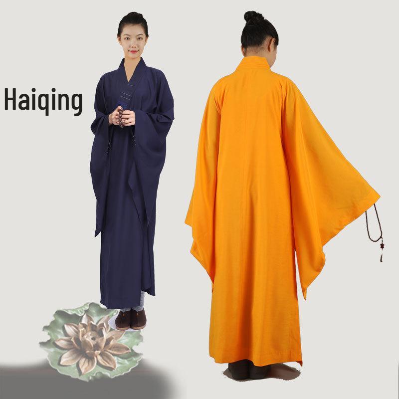 Haiqing Zen Monk Robe - Unisex, Linen, Coffee Color, All-Seasons Meditation Coat