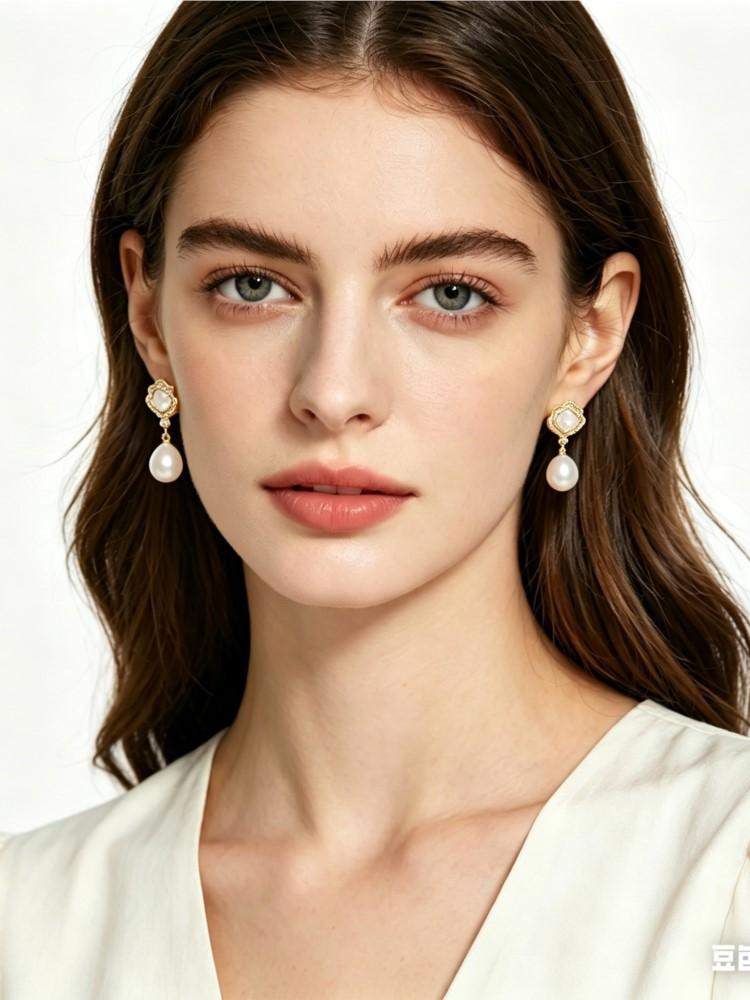 Real Natural Freshwater White Pearl Earrings Woman,Cute 925 Silver Pearl Earring Dangle Wife Girl Gift Pink Black