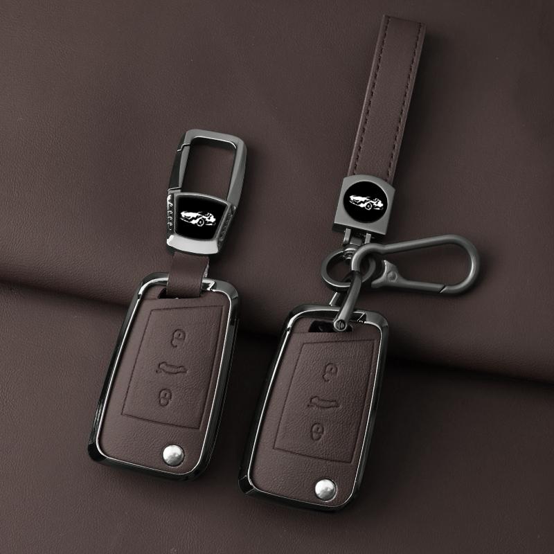 Zinc Alloy Leather Car Key Case For Vw Volkswagen Polo Golf 7 Gti Mk7 Tiguan Passat For Seat Ateca Leon For Octavia A7 Skoda