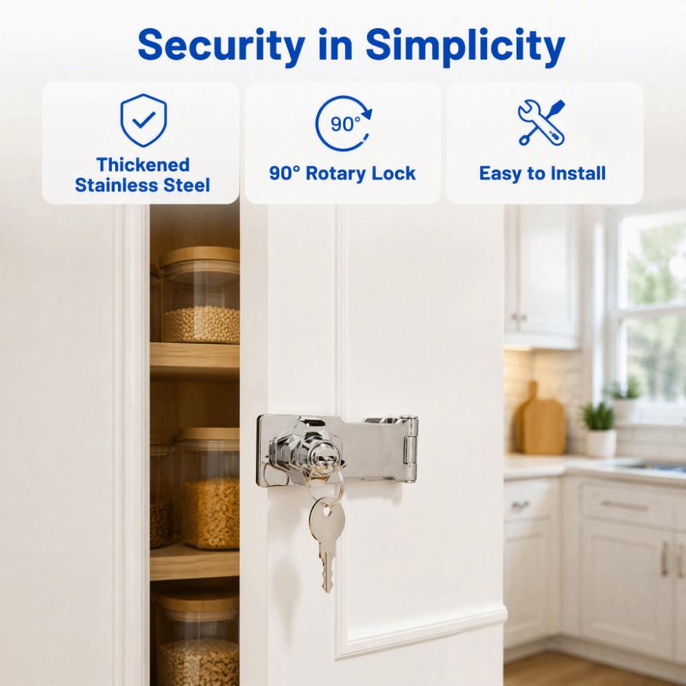 2pcs 3 Inch Keyed Hasp Lock Stainless Steel Door Hasp Lock Safety Locking Hasp Toolboxes