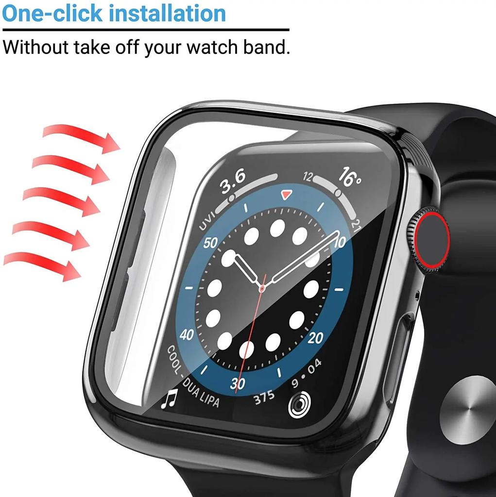 Glas+Abdeckung Für Apple Watch 9 Hülle 45mm 41mm 44mm 40mm 42mm 38mm Zubehör Beschichteter Displayschutz iWatch Serie 6 5 3 se 7 8