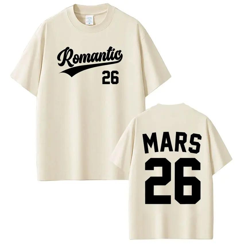 

Bruno Mars The Romantic Tour 2026 Print T-shirt Men Women Fashion T-shirts Short-sleeved Cotton Casual Hip-hop Punk T Shirts Top M