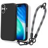 Case - BOOLING - for iPhone 17 - Black Shockproof Silicone with Removable Grey Lanyard