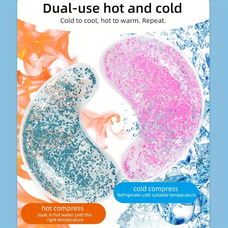 1 Pair Reusable Glitter Sequin Gel Eye Mask - Dual Temperature, Hot & Cold Compress Therapy for Soothing Puffy Eyes, Dark Circles, Migraine Relief