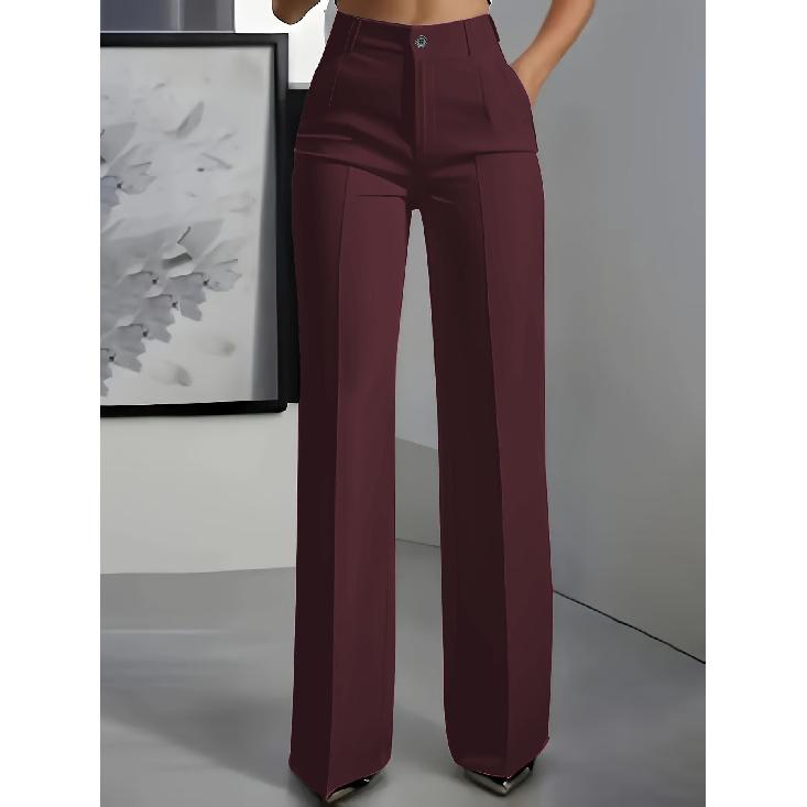 Women's Spring Autumn High Waist Draped Straight Leg Commuter Suit Pants, Wide Leg Formal Long Trousers