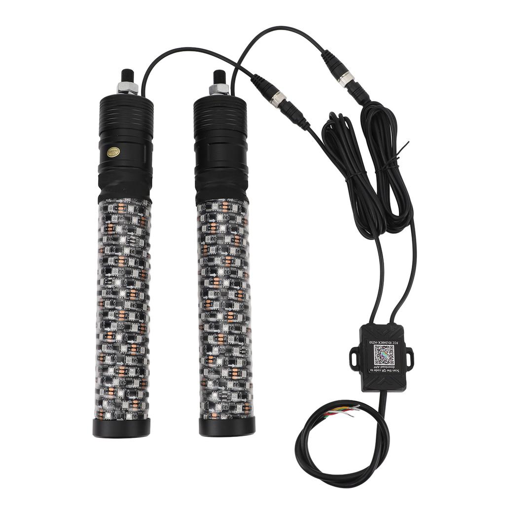 2pcs 12‑24V RGB LED Whip Light Waterproof App Remote Control 366 Modes Chasing Whip   for UTV ATV Off Road Sand Truck Boat