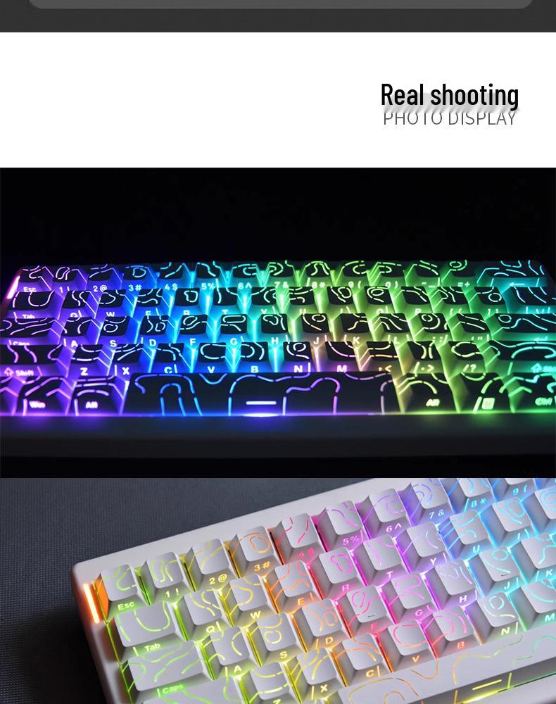 Contour Side-Printed Keycaps: Light-Transmissive, Compatible with Mad Catz Wooting60, Made68, Ace68