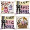 Easter Pillow Case Linen Sofa Pillow Living Room Decoration Printed Rabbit Easter Egg Pillow