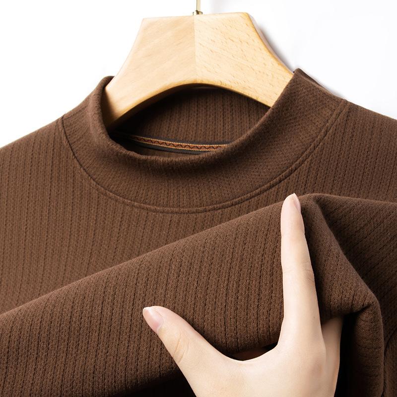 Winter Semi-turtleneck German Velvet Micro-elastic Long-sleeved T-shirt, Youth Light Luxury Casual No-iron Warm T-shirt