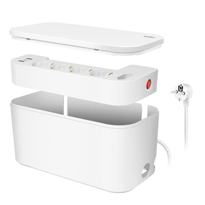 Boîtier de câbles avec multiprise - LogiLink - 5 prises - 4 prises CEE 7/3 - 3 ports USB - Blanc