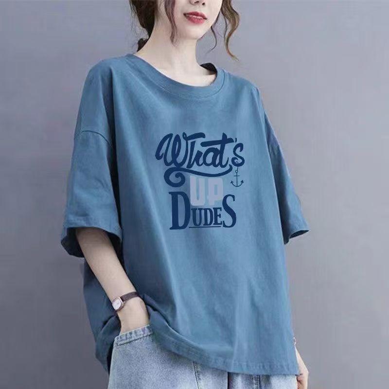 Fashion Cotton Short Sleeve T-shirt Women 2024 Summer Large Size Loose Version Casual Tops