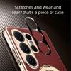 Premium Aviation Aluminum Alloy Bracket Case For Samsung Galaxy S26 Ultra/S25 Ultra/S24 Ultra Magnetic Vegan Leather Stand Cover