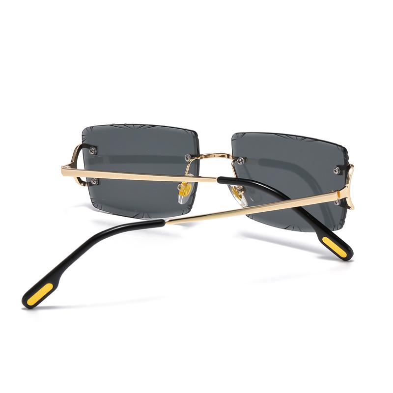 Neue Luxus-Hochwertige 2025 Rahmenlose Cut Farbige Gläser UV400 Sonnenbrille Modische Quadratische Metallbügel Brillen für Damen und Herren