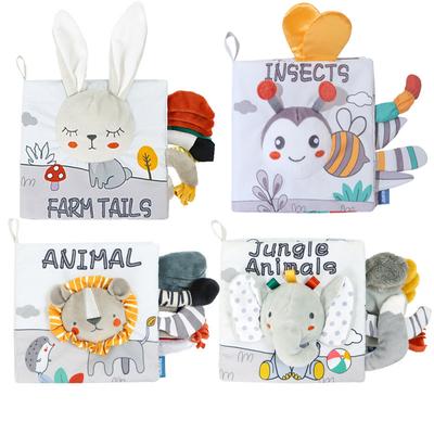 Weiche Babybücher, 3D-Haptik, kontrastreiches Stoffbuch, frühes Lernen, Montessori-Sensorik-Kinderwagenspielzeug für Säuglinge und Kleinkinder, Geschenke