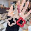 Voller Diamant Blume Kleeblatt Schlüsselanhänger mit Seil - Koreanischer Stil
